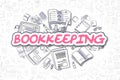 Bookkeeping - Cartoon Magenta Text. Business Concept.