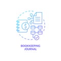 Bookkeeping journal blue gradient concept icon