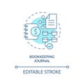 Bookkeeping journal turquoise concept icon