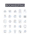 Bookkeeping line icons collection. Accounting, Taxation, Financial planning, Record-keeping, Budgeting, Fiscal Royalty Free Stock Photo