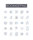 Bookkeeping line icons collection. Accounting, Taxation, Financial planning, Record-keeping, Budgeting, Fiscal Royalty Free Stock Photo