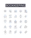 Bookkeeping line icons collection. Accounting, Taxation, Financial planning, Record-keeping, Budgeting, Fiscal Royalty Free Stock Photo