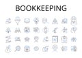 Bookkeeping line icons collection. Accounting, Taxation, Financial planning, Record-keeping, Budgeting, Fiscal Royalty Free Stock Photo