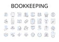 Bookkeeping line icons collection. Accounting, Taxation, Financial planning, Record-keeping, Budgeting, Fiscal Royalty Free Stock Photo