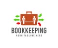 Bookkeeping, portfolio, briefcase and bag, logo design. Business, suitcase, accounting and finance, vector design