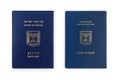 Booklet Teudat Ole and passport Darkon - an Israeli citizen. Written in Hebrew. Isolated on white background
