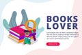 People love reading book concept vector isometric illustration Royalty Free Stock Photo