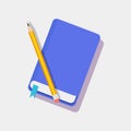 Bookmark in Blue Diary and Pencil Color Icons