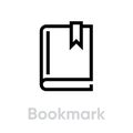 Bookmark book icon. Editable line vector.