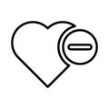 Bookmark, delete, minus outline icon. Line art sketch.