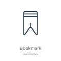 Bookmark icon. Thin linear bookmark outline icon isolated on white background from user interface collection. Line vector sign, Royalty Free Stock Photo