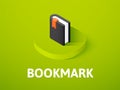 Bookmark isometric icon, isolated on color background