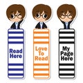 Bookmark label cartoon with cute witch boy on colorful background suitable for kid bookmark label design Royalty Free Stock Photo