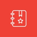 Bookmark Line Icon On Red Background. Red Flat Style Vector Illustration