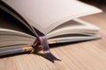 Bookmark and pages in notebook close-up Royalty Free Stock Photo