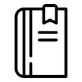 Bookmarked book icon, outline style