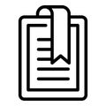 Bookmarked digital book icon, outline style