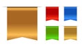 Bookmarks banner 3D set. Gold, red, blue, green book mark, isolated on white background. Color golden tag. Flag symbol