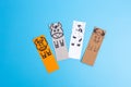Bookmarks with bull or caw blue background