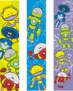 Bookmarks with robot cartoons Royalty Free Stock Photo