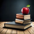 Books, apple and blackboard theme back to school concept Royalty Free Stock Photo