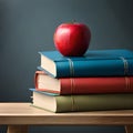 Books, apple and blackboard theme back to school concept Royalty Free Stock Photo