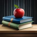 Books, apple and blackboard theme back to school concept Royalty Free Stock Photo