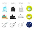 Books, an apple, a compass with a circle, a diploma with a seal, a globe. School set collection icons in cartoon,black