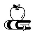 Books with an apple, concept glyph icon of education, academic growth Royalty Free Stock Photo