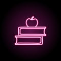 Books and apple sketch neon icon. Simple thin line, outline vector of education icons for ui and ux, website or mobile application Royalty Free Stock Photo