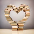 books arranged in the form of a heart love of read, Generative AI