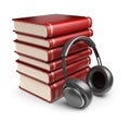 Books with audio headphones. 3D Icon