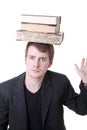 Books balancing learning student Royalty Free Stock Photo