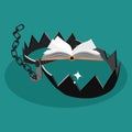 Books and the bear trap. Trap concepts in education. vector illustration