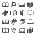 Books black icons set on white. Literature  publishing house  library pictograms collection Royalty Free Stock Photo
