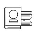 Books black line icon. Library concept. School textbooks with bookmarks. Education. School supplies. Sign for web page, mobile app