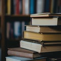 Books in a bookshelf, library