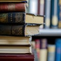 Books in a bookshelf, library