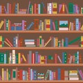 Books On Bookshelves. Seamless Pattern.