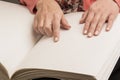 Books Braille. The touch of your fingertips the texture of the p Royalty Free Stock Photo