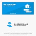 Books, Cap, Education, Graduation SOlid Icon Website Banner and Business Logo Template