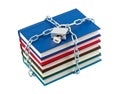 Books in chains closed padlock. Royalty Free Stock Photo