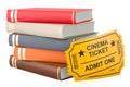 Books with cinema tickets, 3D rendering