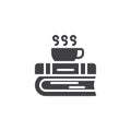 Books and coffee cup vector icon
