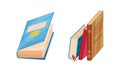 Books in Colorful Hard Cover with Pages Vector Set