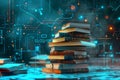 Books The cornerstone of education and knowledge Education concept futuristic background Royalty Free Stock Photo