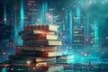 Books The cornerstone of education and knowledge Education concept futuristic background Royalty Free Stock Photo