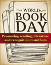 Books Drawing and Ribbon Promoting Precepts for World Book Day, Vector Illustration