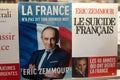 Books of Eric Zemmour the nationalist french presidential candidate in 2022 for sale on the library shelf