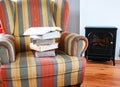 Books on a fauteuil Royalty Free Stock Photo